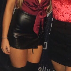 Skirts - BLACK LEATHER SKORT Skirts - BLACK LEATHER SKORT